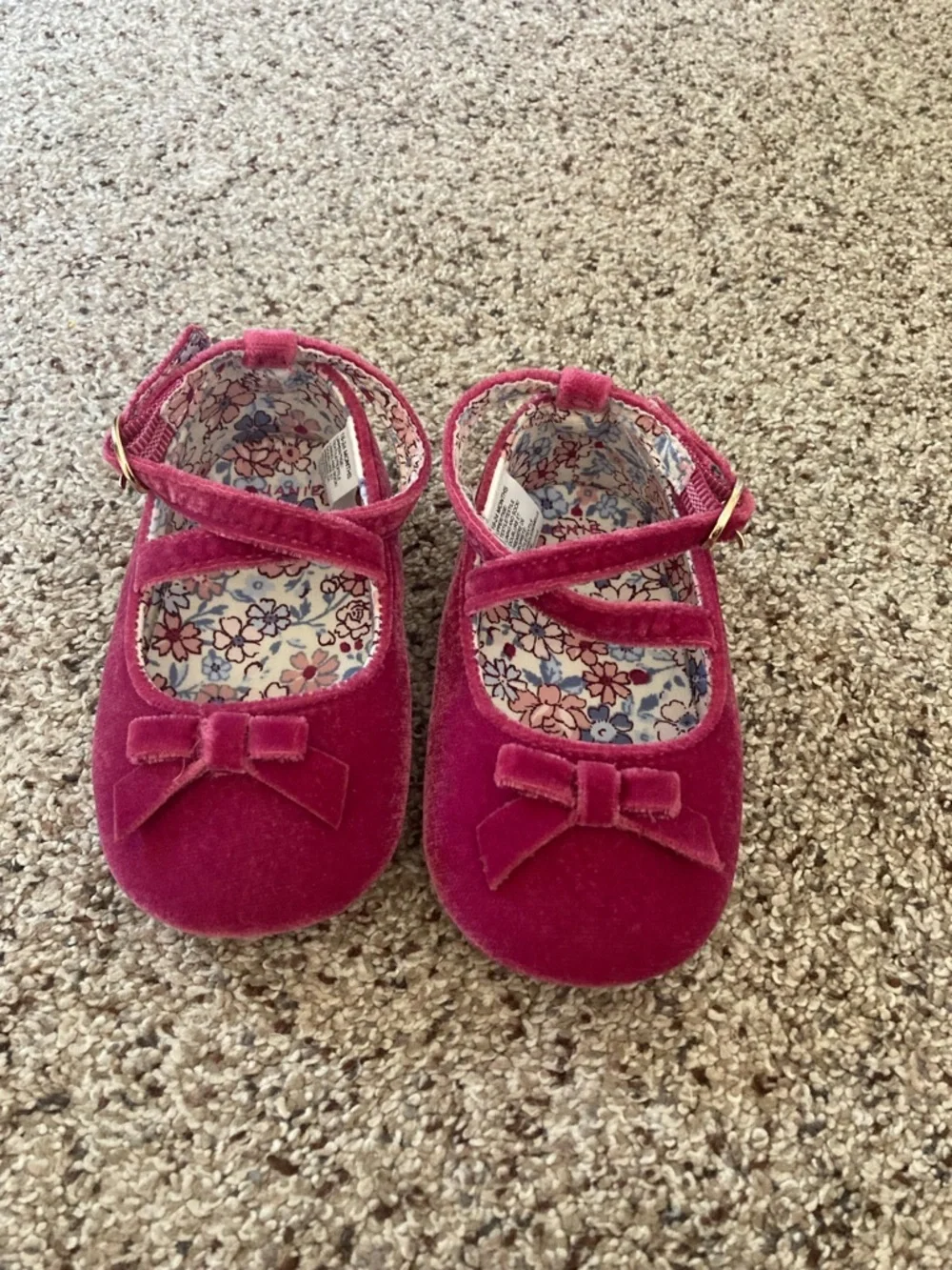 Janie and Jack Velvet Mary Jane Shoes - Deep Pink